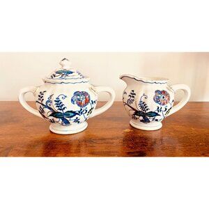 Blue Danube Mascot Japan Creamer and Sugar Bowl with Lid NA-1010 VG Condition